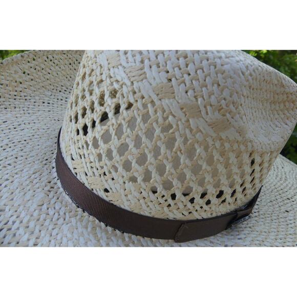 NEW Cavender's Western Hat Woven Raffia L Conforming Breathable Natural Stiff - Picture 4 of 10